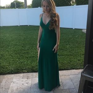 Teal Slit Prom Dress